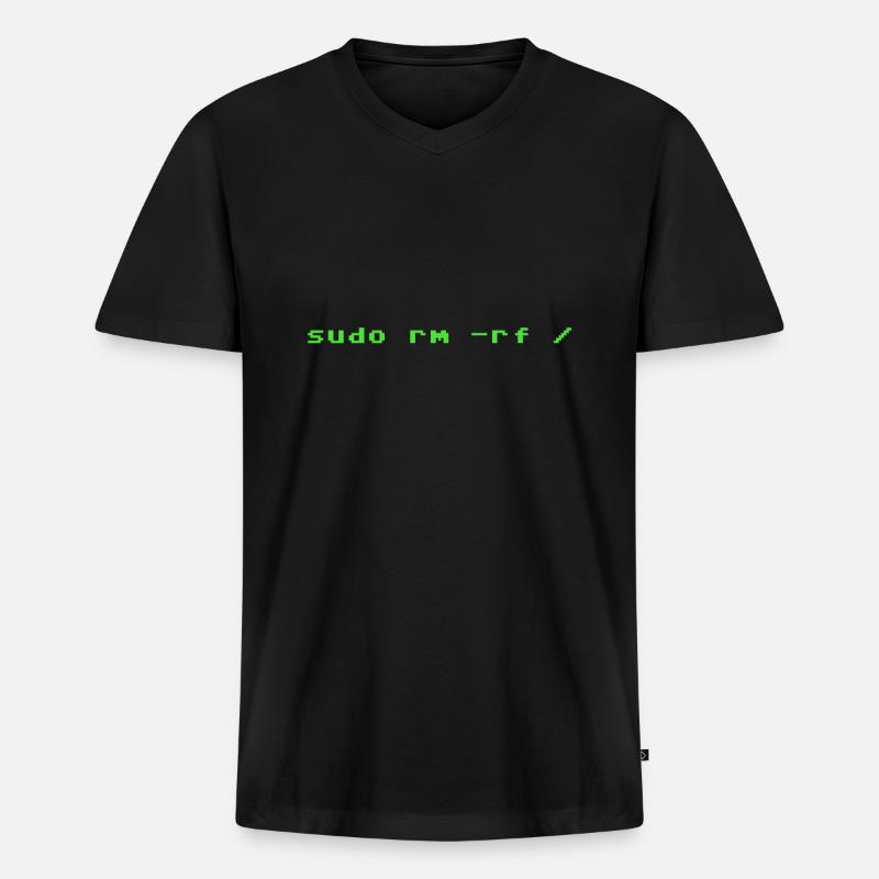 Programmer Sudo rm rf Linux - T-shirt encolure en V Premium bio Homme - noir