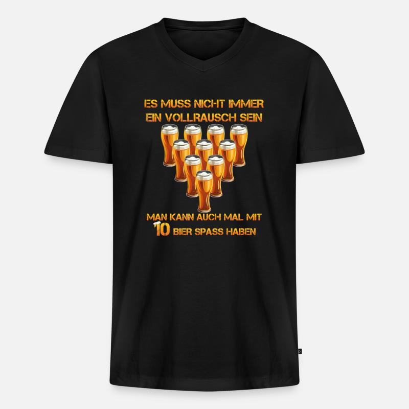 spass mit bier - Männer Premium Bio T-Shirt mit V-Ausschnitt - Schwarz