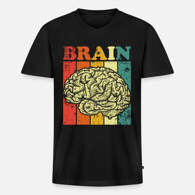 Gehirn - Männer Premium Bio T-Shirt mit V-Ausschnitt - Schwarz