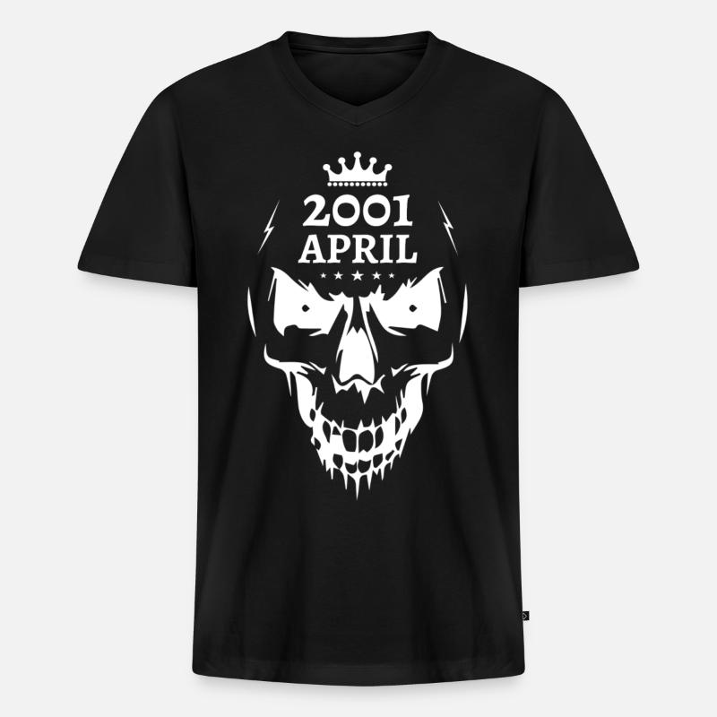 April 2001 Totenkopf - Männer Premium Bio T-Shirt mit V-Ausschnitt - Schwarz