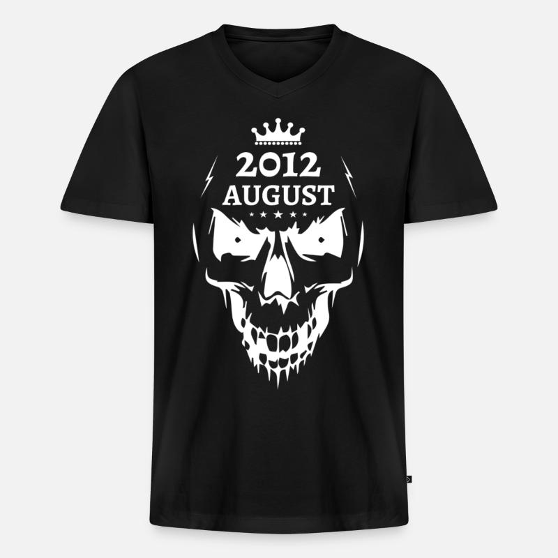 August 2012 Totenkopf - Männer Premium Bio T-Shirt mit V-Ausschnitt - Schwarz