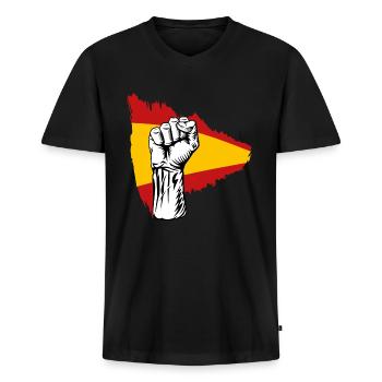 espana 1 - T-shirt encolure en V Premium bio Homme - noir - Devant - Nico (187cm)