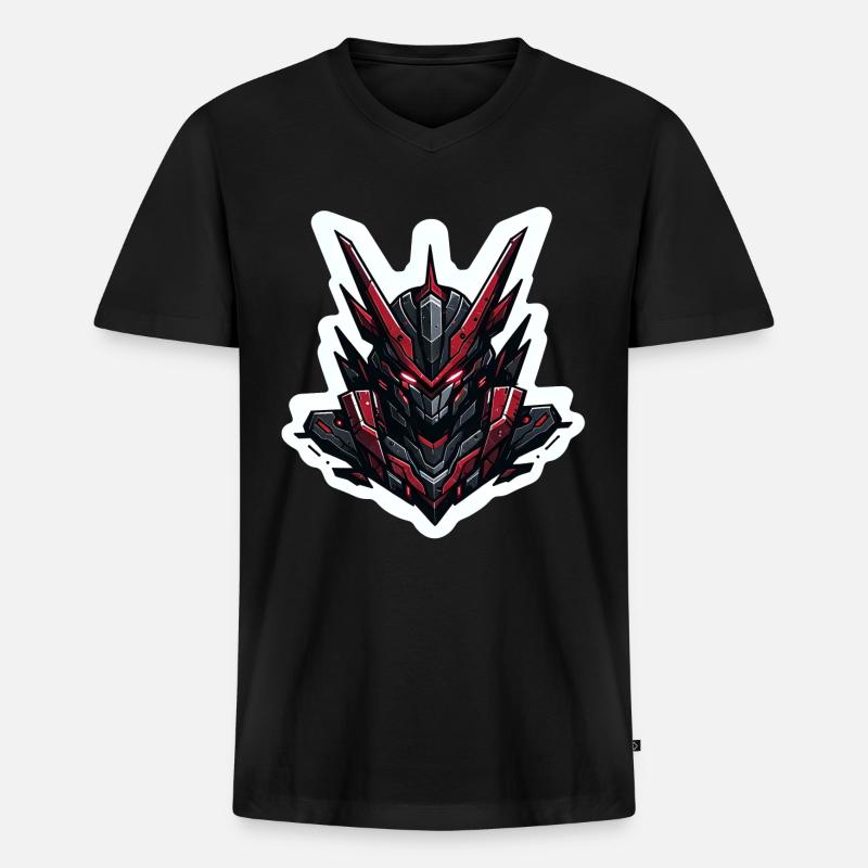 Kampfmech Cyber Mech-Krieger-Emblem Sci-Fi-Roboter - Männer Premium Bio T-Shirt mit V-Ausschnitt - Schwarz