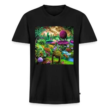 Futuristischer Garten - Männer Premium Bio T-Shirt mit V-Ausschnitt - Schwarz - Vorne - Nico (187cm)