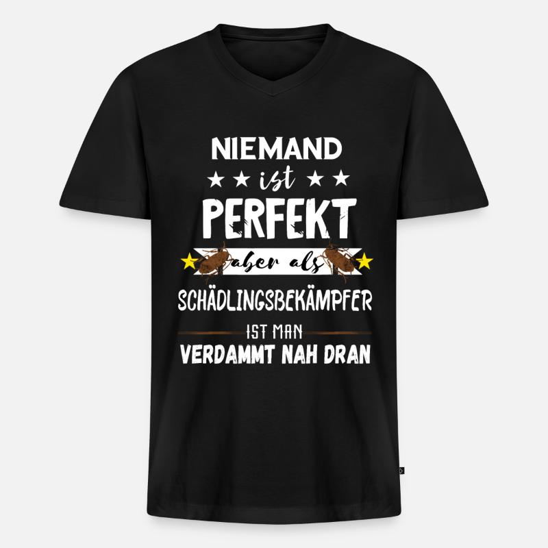 Schädlingsbekämpfer Kammerjäger Geschenke - Männer Premium Bio T-Shirt mit V-Ausschnitt - Schwarz