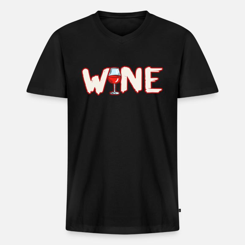 Wein Geschenkidee - Männer Premium Bio T-Shirt mit V-Ausschnitt - Schwarz