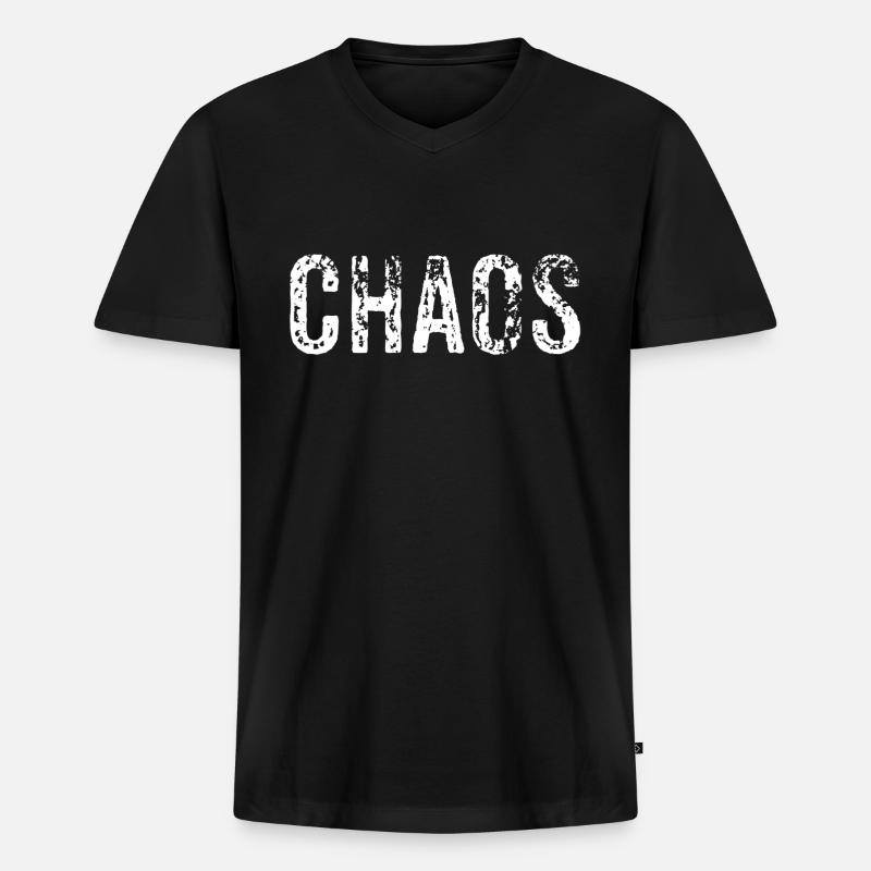 Chaos - Männer Premium Bio T-Shirt mit V-Ausschnitt - Schwarz