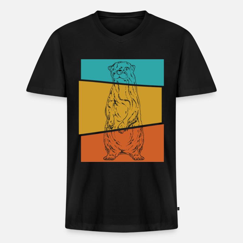 Otter - Männer Premium Bio T-Shirt mit V-Ausschnitt - Schwarz