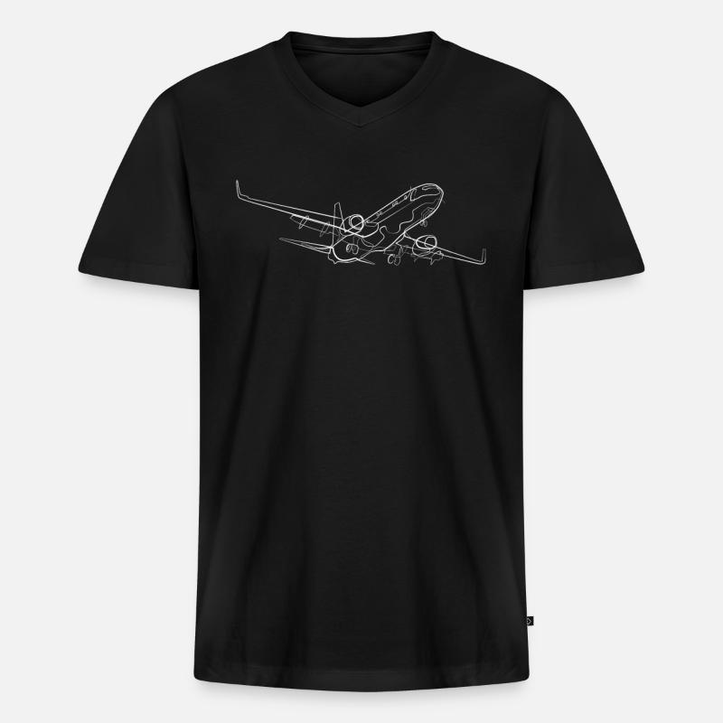 Flugzeug Pilot - Männer Premium Bio T-Shirt mit V-Ausschnitt - Schwarz