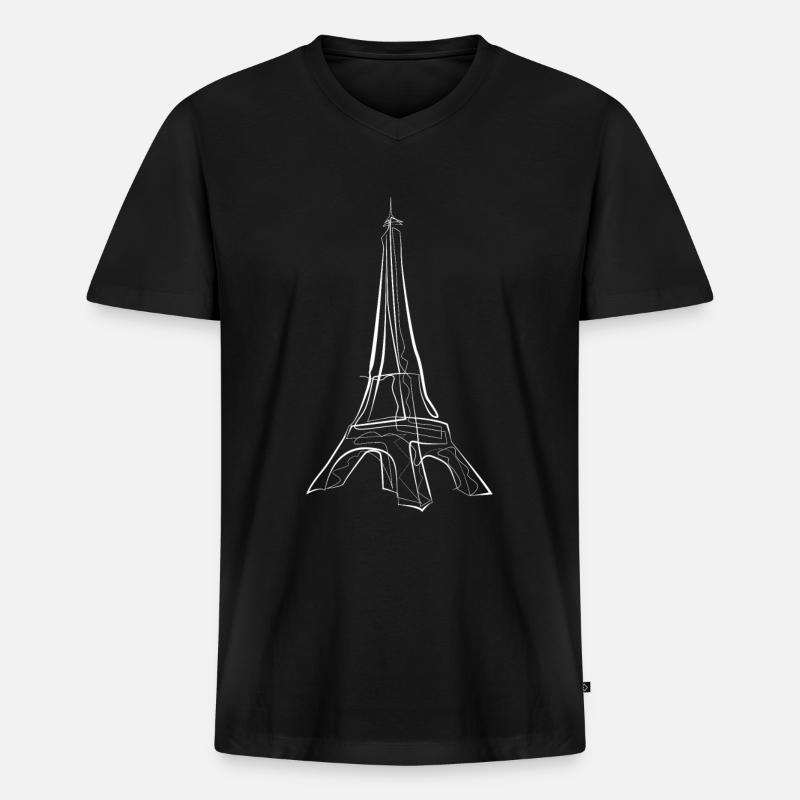 Paris Eiffelturm - Männer Premium Bio T-Shirt mit V-Ausschnitt - Schwarz