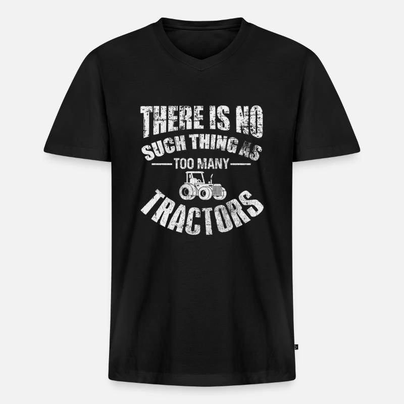 Traktor - Männer Premium Bio T-Shirt mit V-Ausschnitt - Schwarz