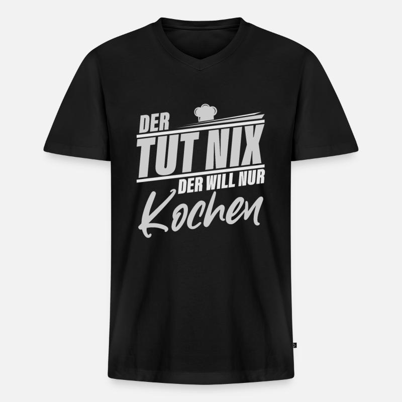 Kochen - Männer Premium Bio T-Shirt mit V-Ausschnitt - Schwarz