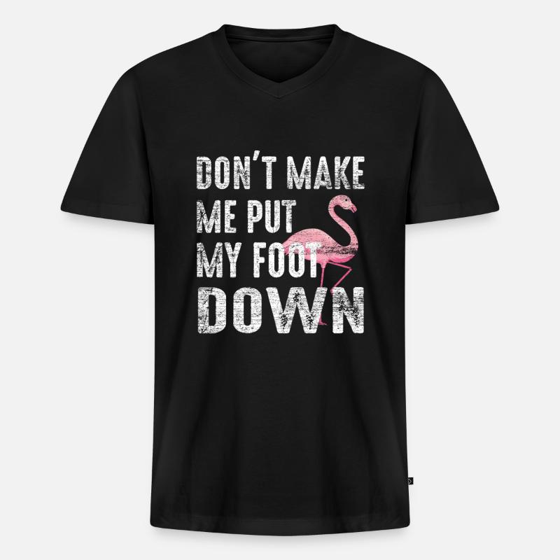 Flamingo - Männer Premium Bio T-Shirt mit V-Ausschnitt - Schwarz