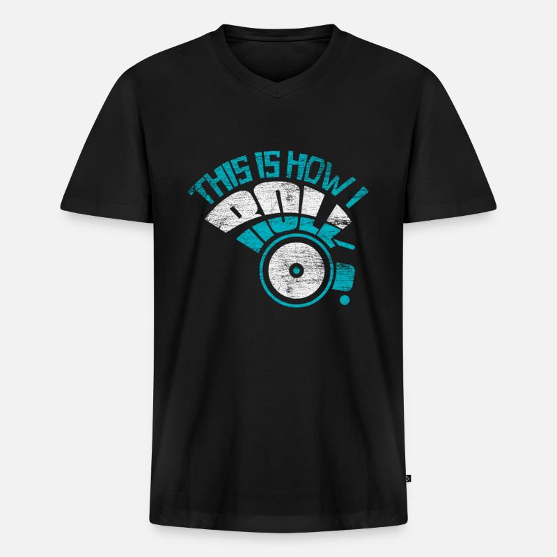 Rollstuhl Behinderung Rolli - Männer Premium Bio T-Shirt mit V-Ausschnitt - Schwarz
