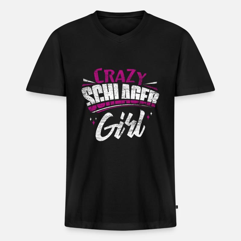 Schlager Mädchen - Männer Premium Bio T-Shirt mit V-Ausschnitt - Schwarz
