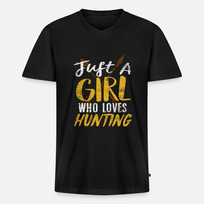 Jagd Mädchen Jägerin - Männer Premium Bio T-Shirt mit V-Ausschnitt - Schwarz