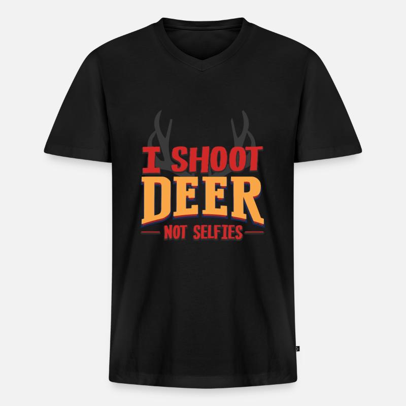 Jäger - Männer Premium Bio T-Shirt mit V-Ausschnitt - Schwarz