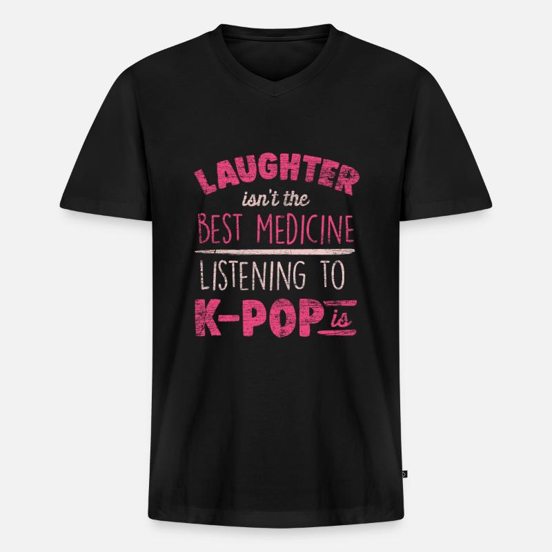 K-Pop - Männer Premium Bio T-Shirt mit V-Ausschnitt - Schwarz