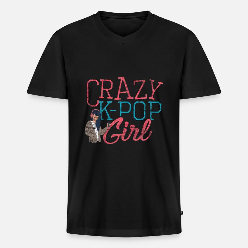 K-POP - Männer Premium Bio T-Shirt mit V-Ausschnitt - Schwarz
