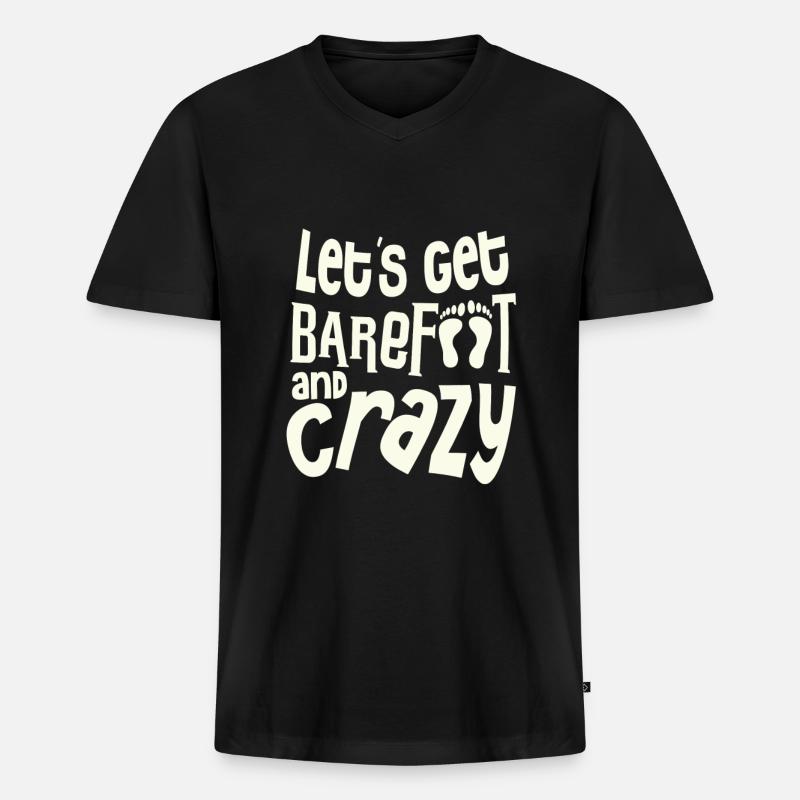 Barfuß - Männer Premium Bio T-Shirt mit V-Ausschnitt - Schwarz