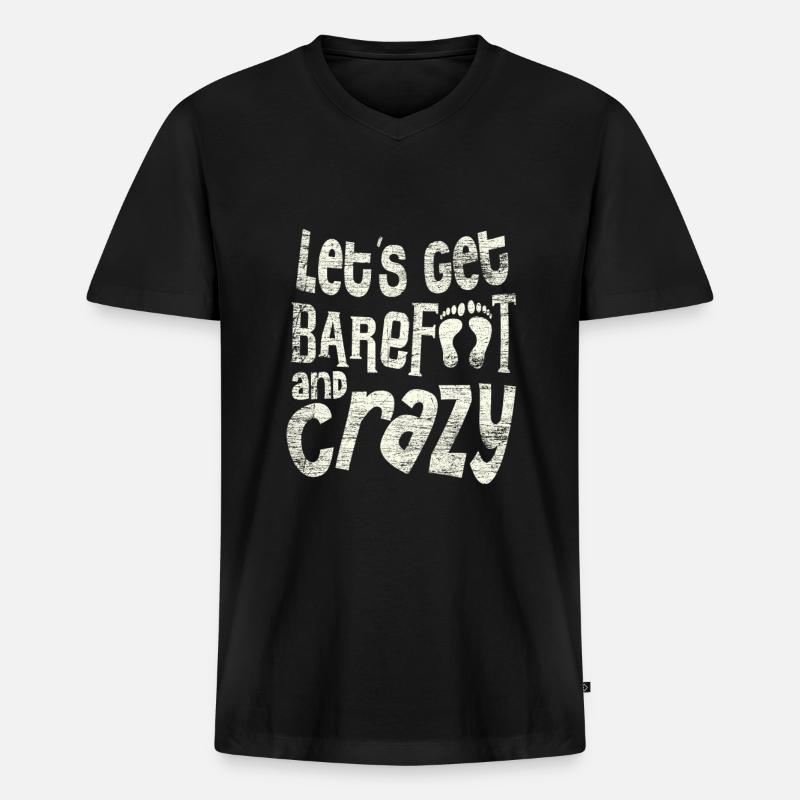 Barfuß - Männer Premium Bio T-Shirt mit V-Ausschnitt - Schwarz