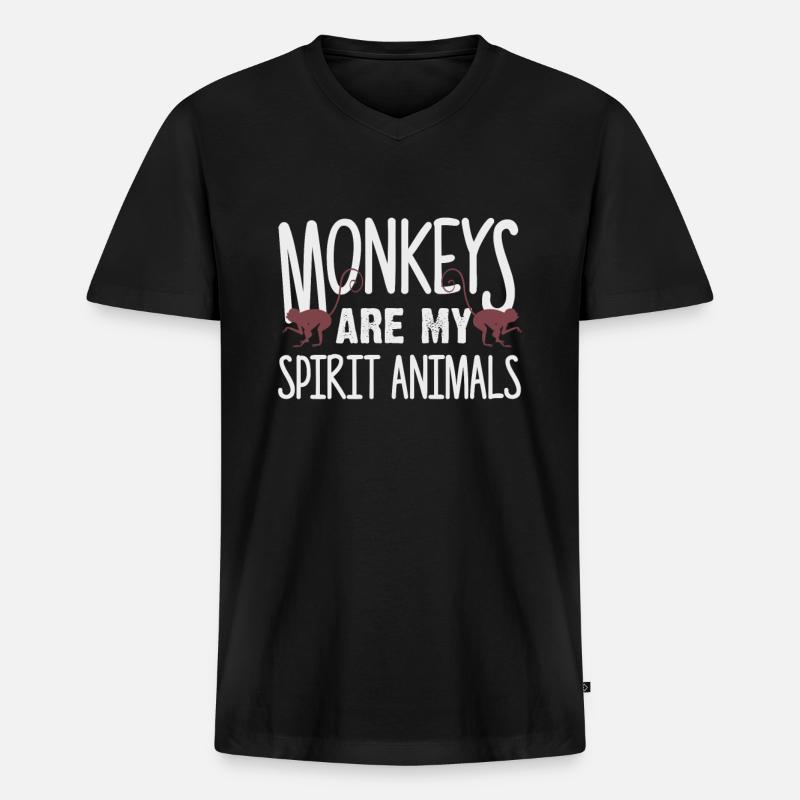 Affe - Männer Premium Bio T-Shirt mit V-Ausschnitt - Schwarz