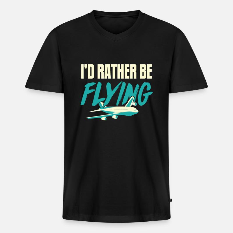 Pilot - Männer Premium Bio T-Shirt mit V-Ausschnitt - Schwarz