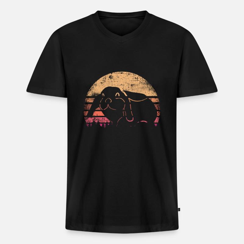 Kaninchen - Männer Premium Bio T-Shirt mit V-Ausschnitt - Schwarz