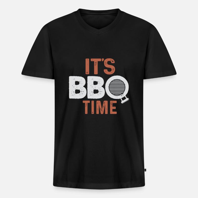 BBQ Grillen - Männer Premium Bio T-Shirt mit V-Ausschnitt - Schwarz