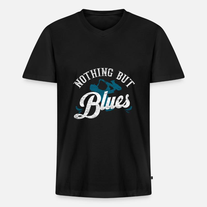 Blues - Männer Premium Bio T-Shirt mit V-Ausschnitt - Schwarz