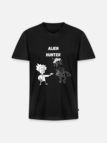 Alien Hunter 2.0 - Männer Premium Bio T-Shirt mit V-Ausschnitt - Schwarz