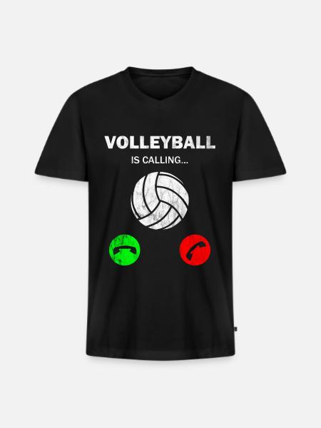 Le volleyball appelle - T-shirt encolure en V Premium bio Homme - noir