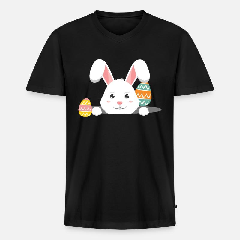 Osterhase mit Ostereiern - Männer Premium Bio T-Shirt mit V-Ausschnitt - Schwarz