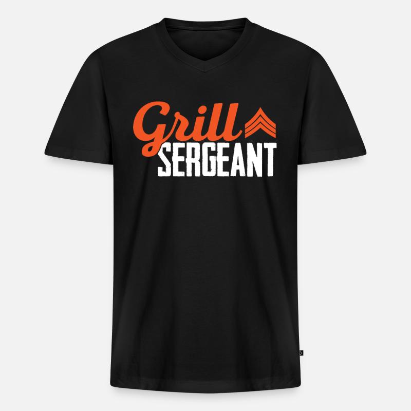 Grill Sergeant - Männer Premium Bio T-Shirt mit V-Ausschnitt - Schwarz
