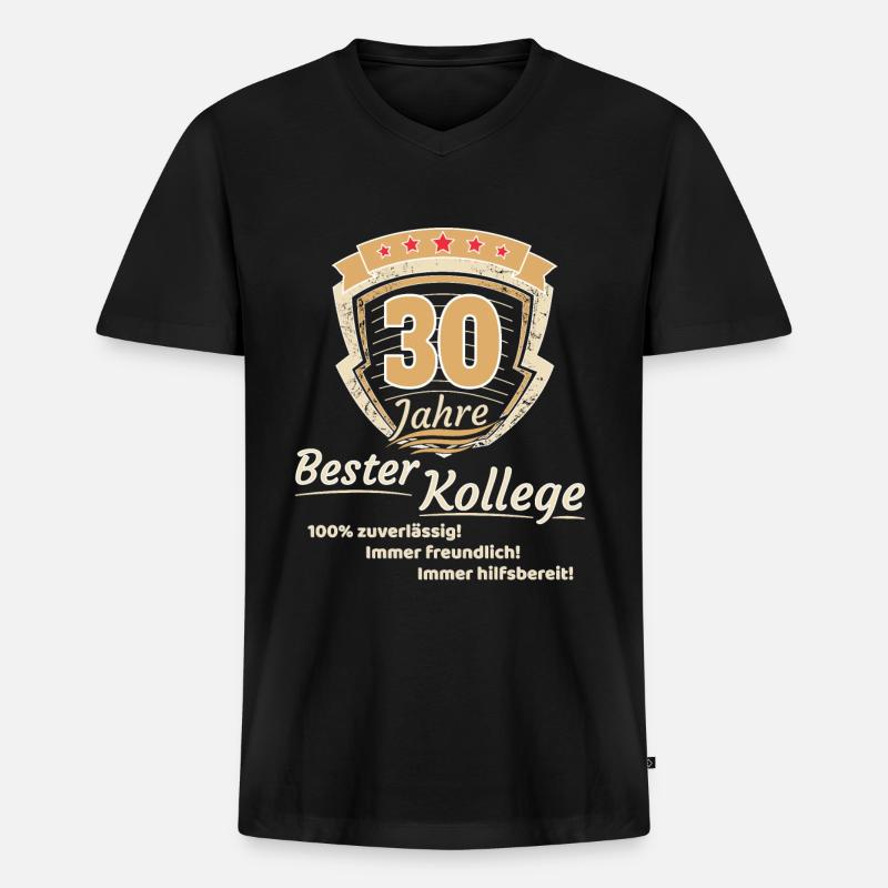 30 Jahre bester Kollege - Männer Premium Bio T-Shirt mit V-Ausschnitt - Schwarz