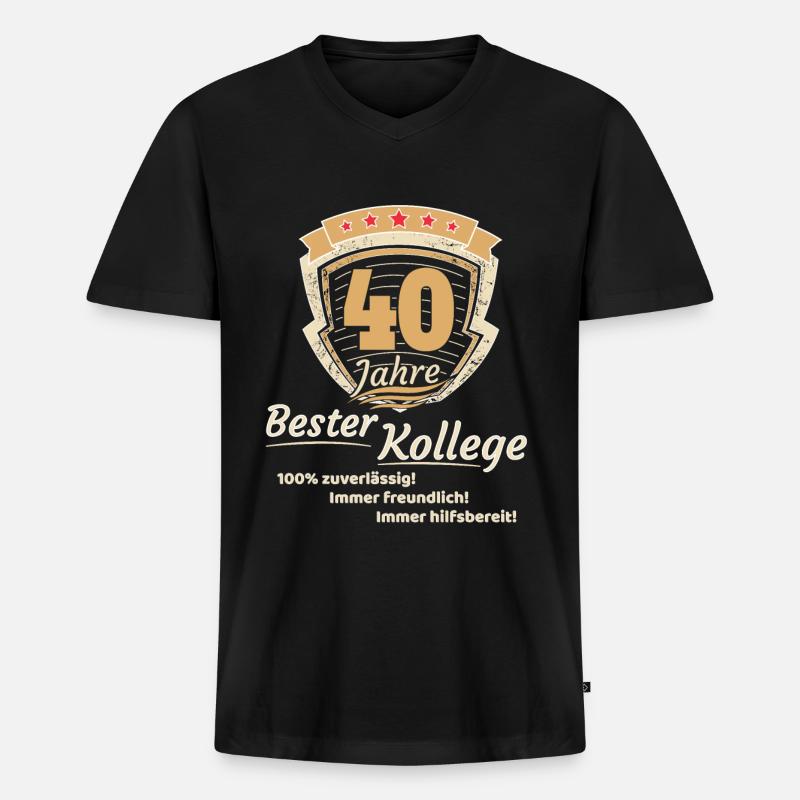40 Jahre bester Kollege - Männer Premium Bio T-Shirt mit V-Ausschnitt - Schwarz