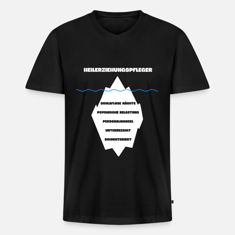 Heilerziehungspfleger HEP Eisberg - Männer Premium Bio T-Shirt mit V-Ausschnitt - Schwarz