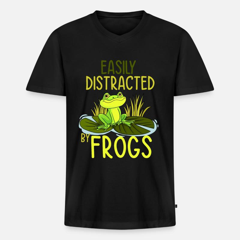 Frosch - Männer Premium Bio T-Shirt mit V-Ausschnitt - Schwarz