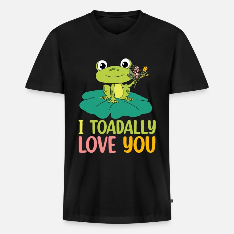 Frosch - Männer Premium Bio T-Shirt mit V-Ausschnitt - Schwarz