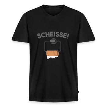 Toilette Scheiße Klopapier - Männer Premium Bio T-Shirt mit V-Ausschnitt - Schwarz - Vorne - Nico (187cm)