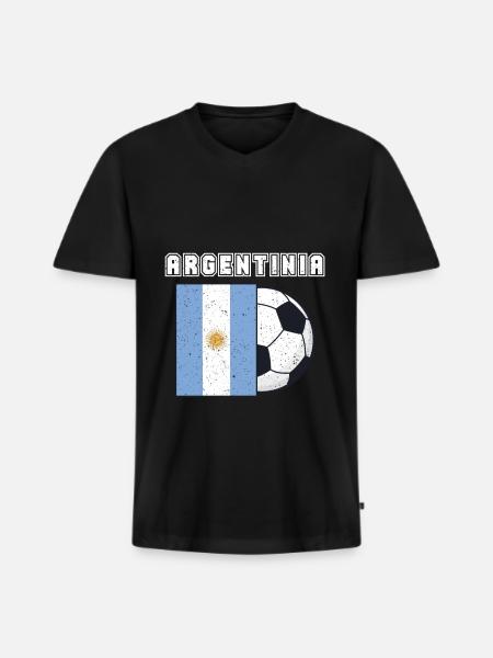 Argentinien-fußball-team-flaggen-geschenk - Männer Premium Bio T-Shirt mit V-Ausschnitt - Schwarz