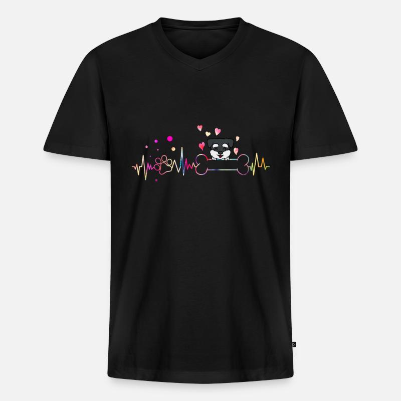 Zwergschnauzer - Männer Premium Bio T-Shirt mit V-Ausschnitt - Schwarz