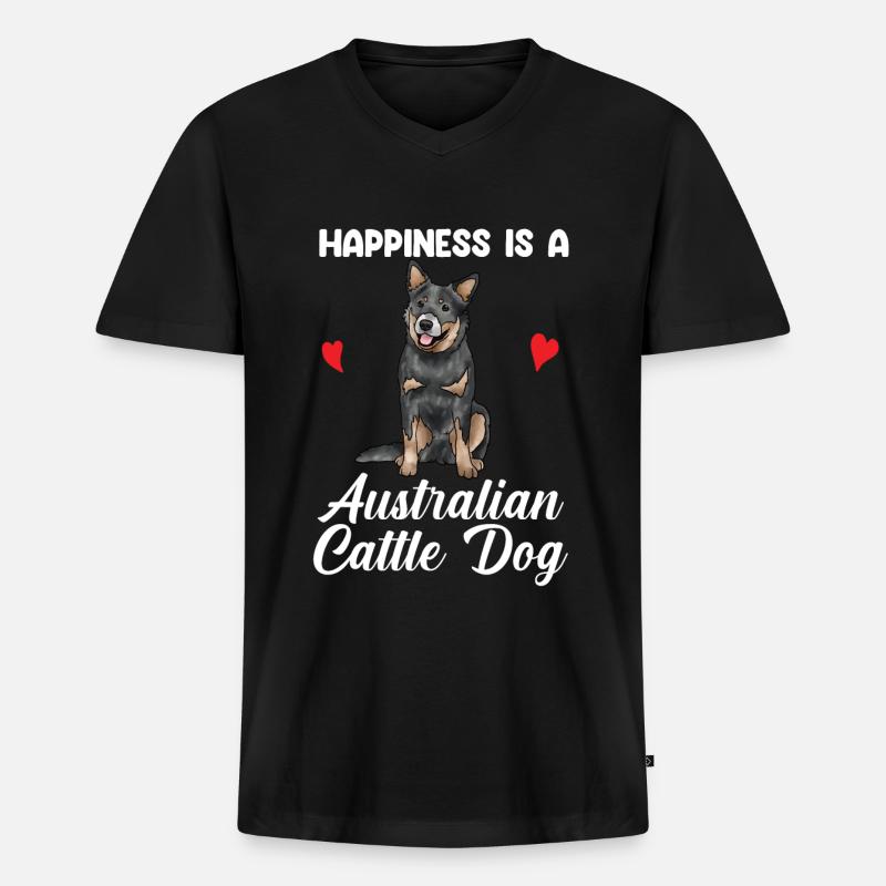 Australian Cattle Dog - Männer Premium Bio T-Shirt mit V-Ausschnitt - Schwarz