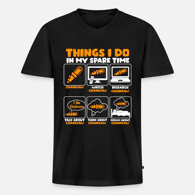 Kettensäge - Männer Premium Bio T-Shirt mit V-Ausschnitt - Schwarz