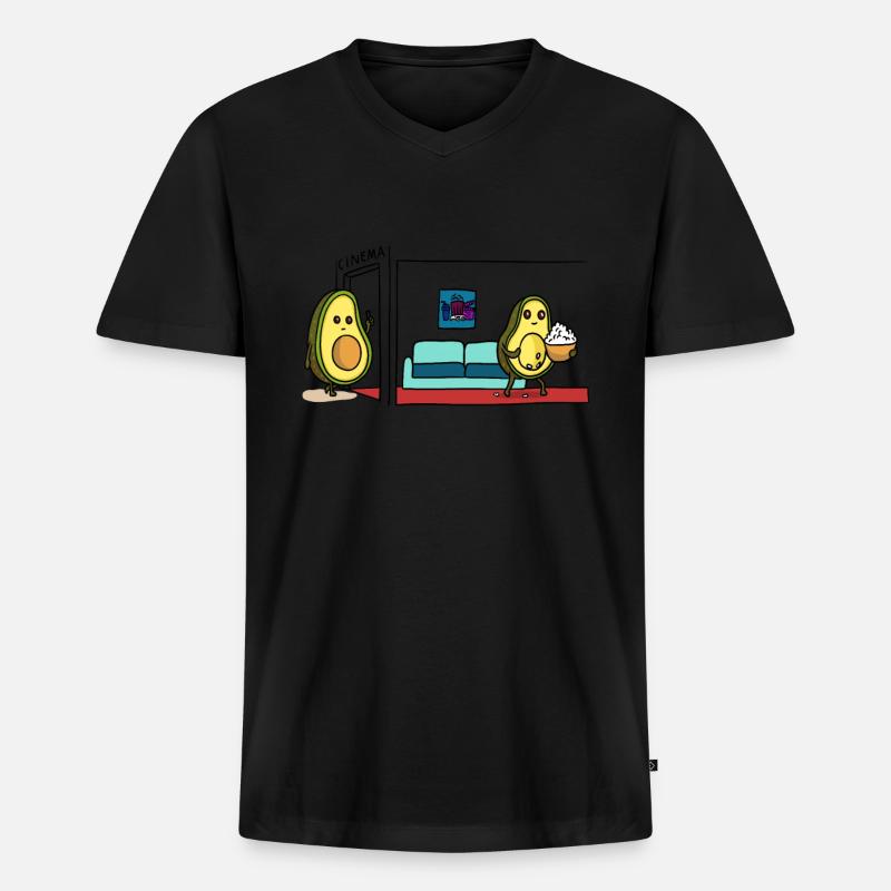 Avocado Kino - Männer Premium Bio T-Shirt mit V-Ausschnitt - Schwarz