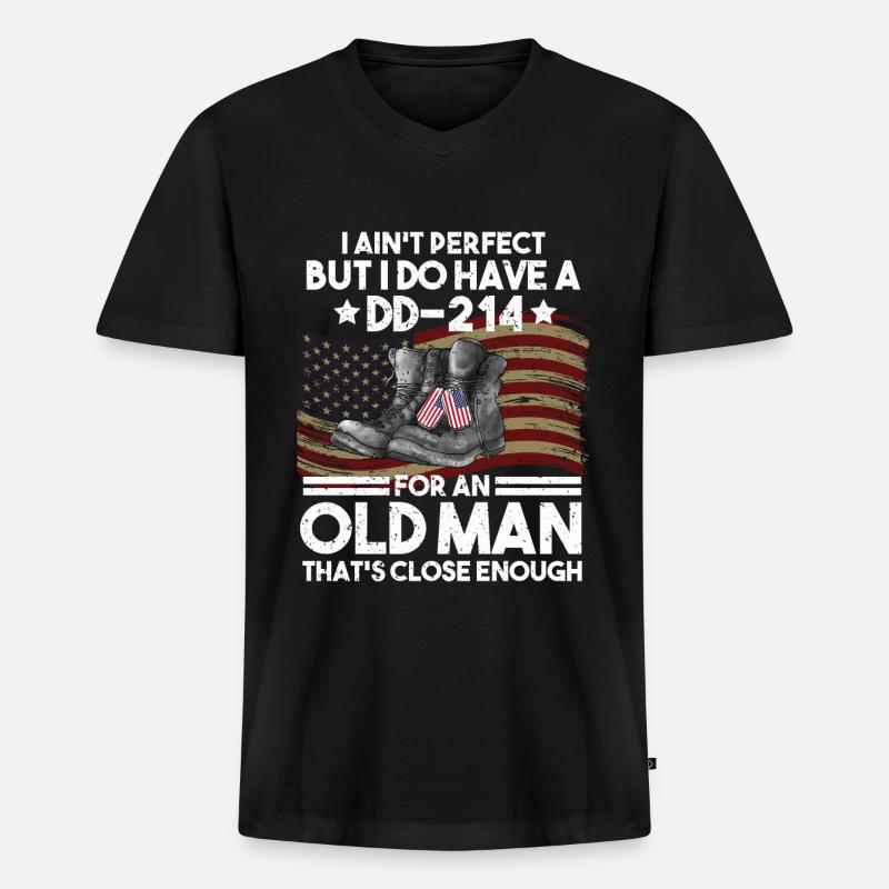 Vietnam Veteran - Männer Premium Bio T-Shirt mit V-Ausschnitt - Schwarz