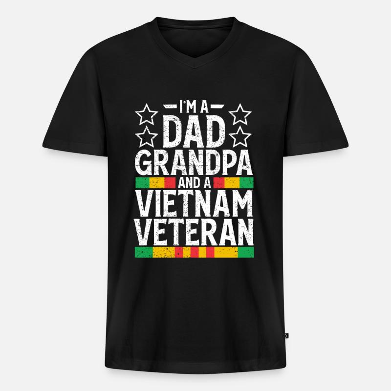 Vietnam Veteran - Männer Premium Bio T-Shirt mit V-Ausschnitt - Schwarz