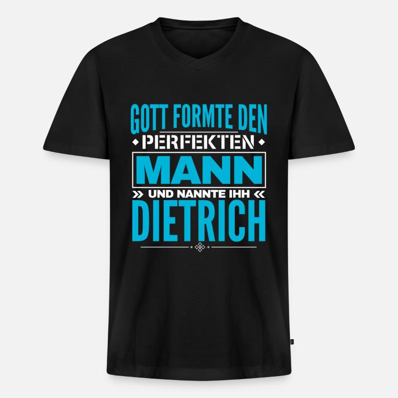 Dietrich Name Design - Männer Premium Bio T-Shirt mit V-Ausschnitt - Schwarz