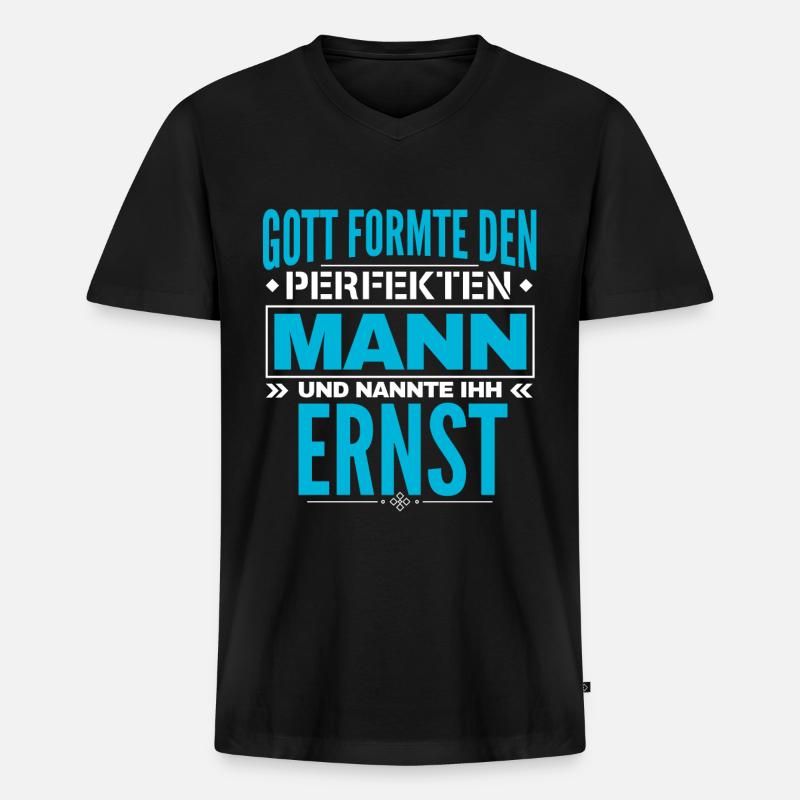 Ernst Name Design - Männer Premium Bio T-Shirt mit V-Ausschnitt - Schwarz