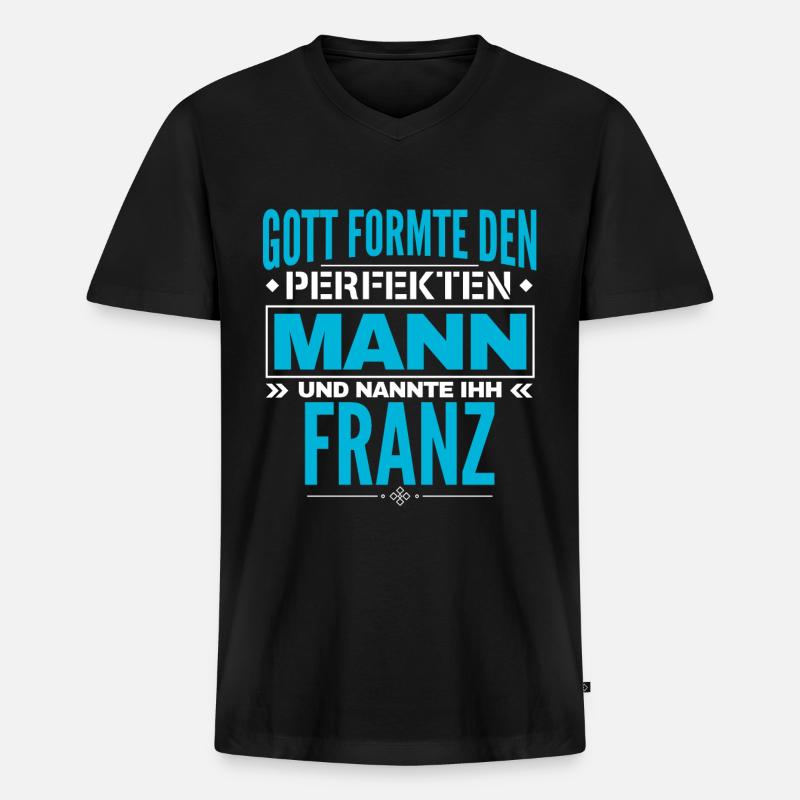 Franz Name Design - Männer Premium Bio T-Shirt mit V-Ausschnitt - Schwarz